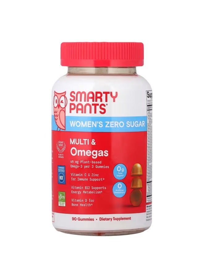 SmartyPants, Women's Zero Sugar, Multi & Omegas Gummies, Orange, 90 Gummies - Image 1